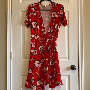 DVF Red Floral Wrap Dress